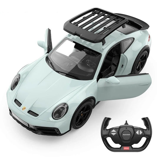 Rastar 1:14 RC Porsche 911 Dakar Uzaktan Kumandalı Araba | 2.4 Ghz 32 Cm Işıklı Elle Açılan Kapılar Gölge Yeşil Lisanslı Model 6+ Yaş ve Üzeri Çocukla