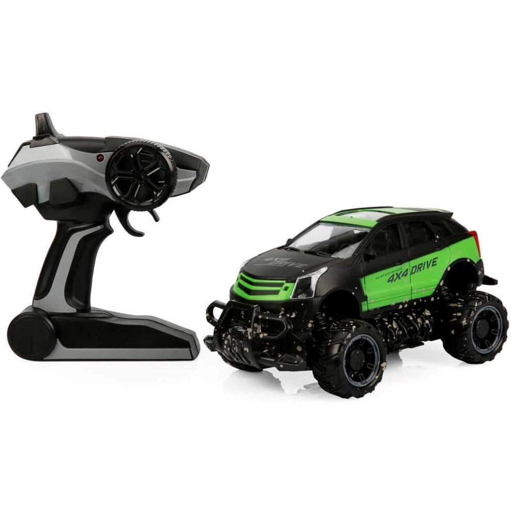 Crazon 1:18 RC Crazy Off-Road Pickup Uzaktan Kumandalı Araba | 2.4 Ghz USB Şarj 15 Km/h 23 Cm Siyah Yeşil 4x4 Off-Road Tasarım 6+ Yaş ve Üzeri Çocuklar İçin