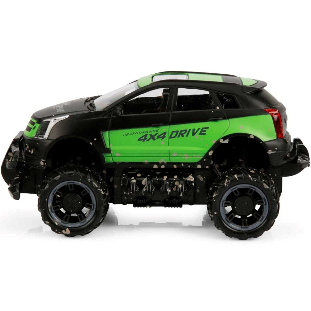 Crazon 1:18 RC Crazy Off-Road Pickup Uzaktan Kumandalı Araba | 2.4 Ghz USB Şarj 15 Km/h 23 Cm Siyah Yeşil 4x4 Off-Road Tasarım 6+ Yaş ve Üzeri Çocuklar İçin