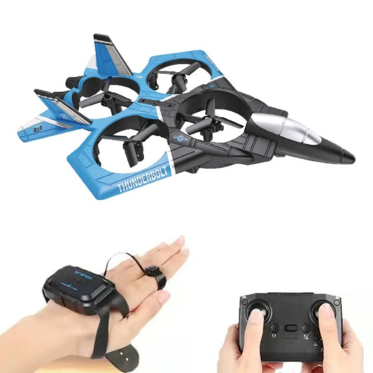 LH X72-3 RC Falcon Thunder Uzaktan Kumandalı Drone Uçak 2.4 Ghz Elle Kontrol 30Cm USB Şarj 360° Takla Pervane Korumalı Tek Tuşla Geri Çağırma Mavi