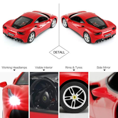 Rastar 1:14 Ferrari 488 GTB Uzaktan Kumandalı Araba Kırmızı 2.4 Ghz Işıklı 30 Cm | 6 Yaş ve Üzeri Ço