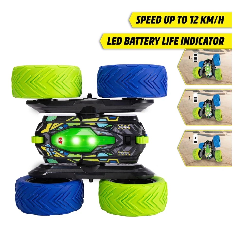 Dickie 1:18 RC Cyber Flip Uzaktan Kumandalı Araba | 2.4 Ghz USB Şarj 22 Cm 12 Km/s 360° Akrobasi Hareketleri ve Led Işıkları 6+ Yaş ve Üzeri Çocuklar İçin