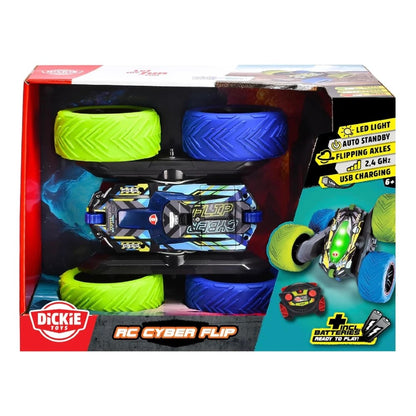 Dickie 1:18 RC Cyber Flip Uzaktan Kumandalı Araba | 2.4 Ghz USB Şarj 22 Cm 12 Km/s 360° Akrobasi Hareketleri ve Led Işıkları 6+ Yaş ve Üzeri Çocuklar İçin