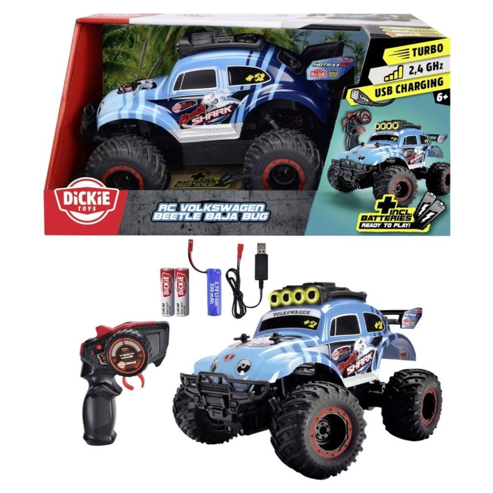 Dickie 1:18 RC Volkswagen Beetle Monster Bug Uzaktan Kumandalı Araba | 2.4 Ghz USB Şarj 23 Cm 12 Km/s Işıklı Off-Road 6+ Yaş ve Üzeri Çocuklar İçin Kumoyu !
