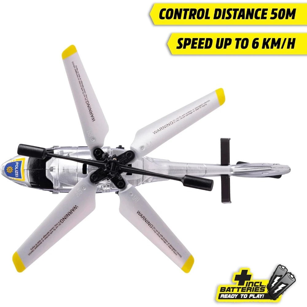 Dickie 1:60 RC Airbus H160 Uzaktan Kumandalı Polis Helikopteri | 2.4 Ghz USB Şarj 21 Cm 6 Km/s Işıklı ve Uçuş Dengeleyicili 8+ Yaş ve Üzeri Çocuklar İçin
