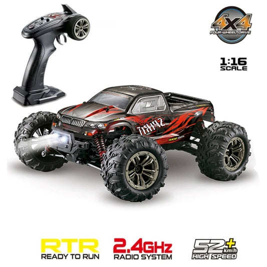 Xinlehong 1:16 RC Brushless 52 km/s 2.4Ghz 4WD USB Şarj Kırmızı Yüksek Hızlı Uzaktan Kumandalı Araba | Su Geçirmez Gövde 60 Metre Kumanda Mesafesi
