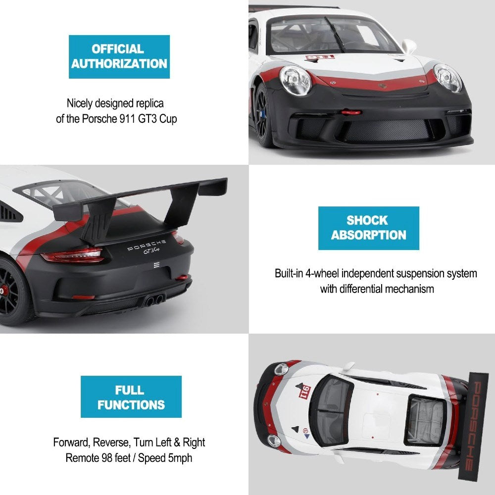 Rastar 1:14 Porsche 911 GT3 Cup Uzaktan Kumandalı Araba 2.4 Ghz Işıklı 32 cm  | 6 Yaş ve Üzeri Çocuk