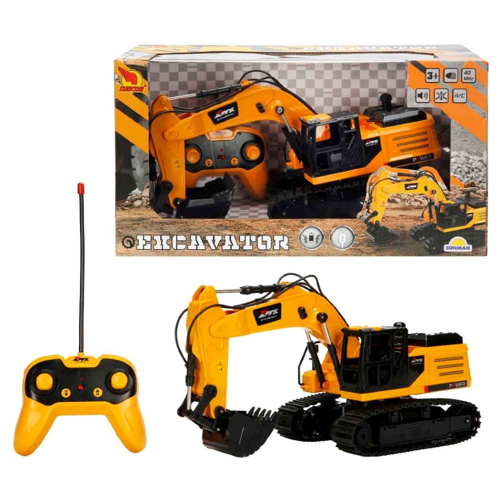 Suncon RC İş Makinesi Sesli ve Işıklı USB Şarj 40 Cm Uzaktan Kumandalı Ekskavatör | 3 Yaş ve Üzeri Çocuklar İçin