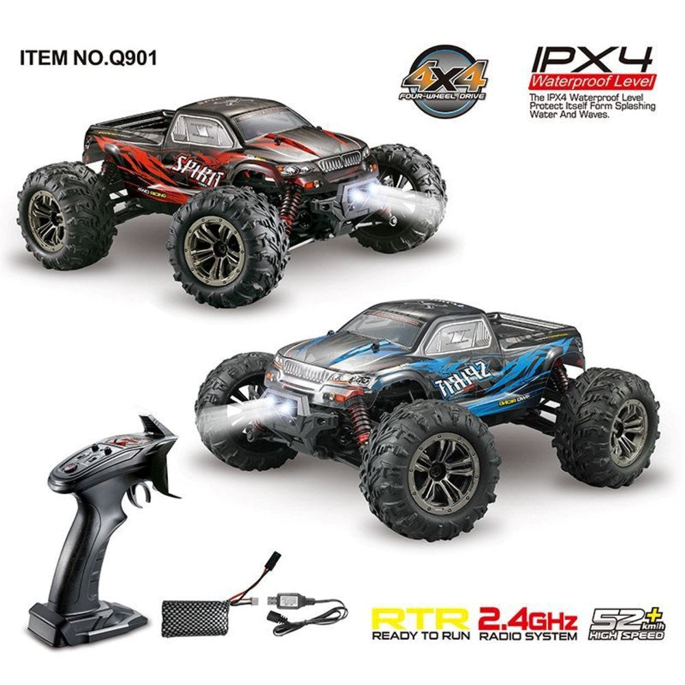 Xinlehong 1:16 RC Brushless 52 km/s 2.4Ghz 4WD USB Şarj Mavi Yüksek Hızlı Uzaktan Kumandalı Araba | Su Geçirmez Gövde 60 Metre Kumanda Mesafesi