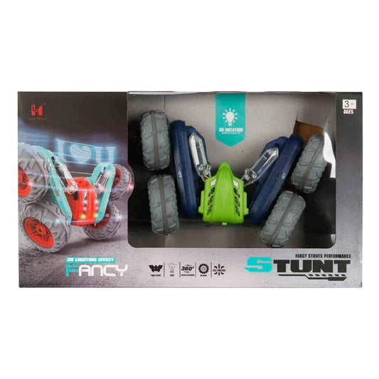 RC Fancy Stunts Uzaktan Kumandalı Akrobatik Araba 3D LED Işıklı ve Sesli USB Şarj 360° Takla Yeşil Lacivert