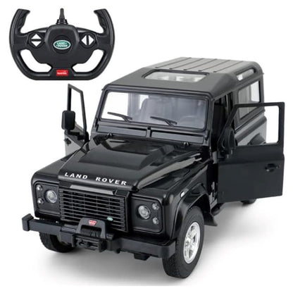 Rastar 1:14 RC Land Rover Defender Uzaktan Kumandalı Araba | 2.4 Ghz 29 Cm Işıklı Siyah Elle Açılan Kapılar 6+ Yaş ve Üzeri Çocuklar İçin
