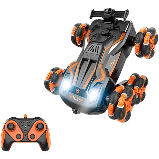 RC Stunt Racer Uzaktan Kumandalı Akrobatik Araba 2.4 Ghz USB Şarj Yan Sürüş Drift 360° Spin Işıklı Turuncu