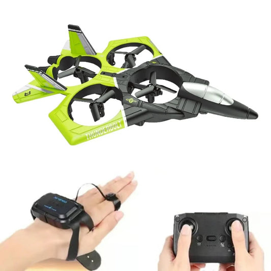 LH X72-3 RC Falcon Thunder Uzaktan Kumandalı Drone Uçak 2.4 Ghz Elle Kontrol 30Cm USB Şarj 360° Takla Pervane Korumalı Tek Tuşla Geri Çağırma Yeşil
