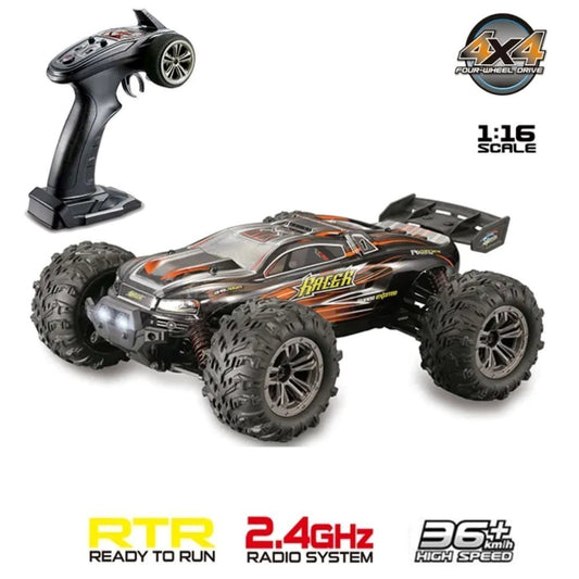 Xinlehong 1:16 RC Brushless 36 km/s 2.4Ghz 4WD USB Şarj Kırmızı Yüksek Hızlı Uzaktan Kumandalı Araba | Su Geçirmez Gövde 60 Metre Kumanda Mesafesi