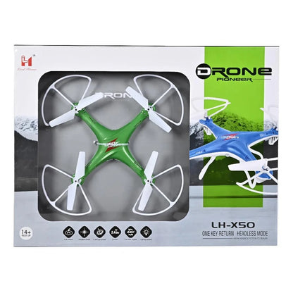 LH-50 RC Quadcopter Uzaktan Kumandalı Drone 2.4 Ghz 35 Cm USB Şarj 360° Takla Pervane Korumalı Tek Tuşla Geri Çağırma Yeşil