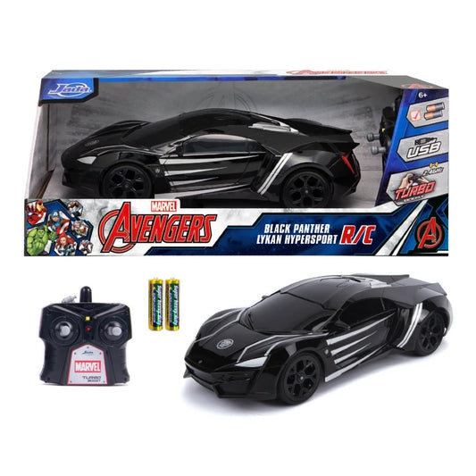 Jada 1:16 RC Black Panther Lykan Hypersport Uzaktan Kumandalı Araba | 2.4 Ghz USB Şarj 29 Cm Marvel Avengers Lisanslı Turbo Modlu 6+ Yaş ve Üzeri Çocuklar İçin
