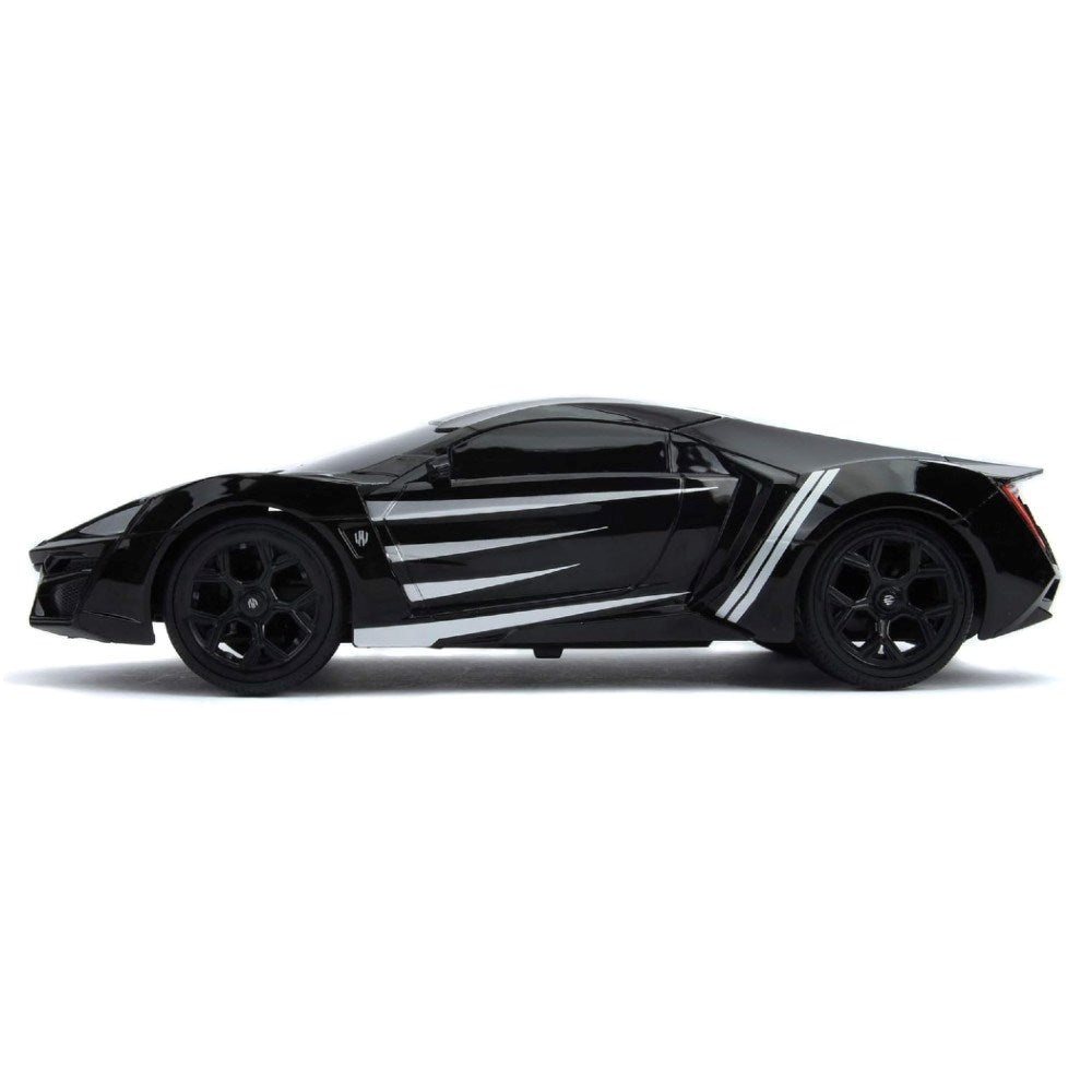 Jada 1:16 RC Black Panther Lykan Hypersport Uzaktan Kumandalı Araba | 2.4 Ghz USB Şarj 29 Cm Marvel Avengers Lisanslı Turbo Modlu 6+ Yaş ve Üzeri Çocuklar İçin
