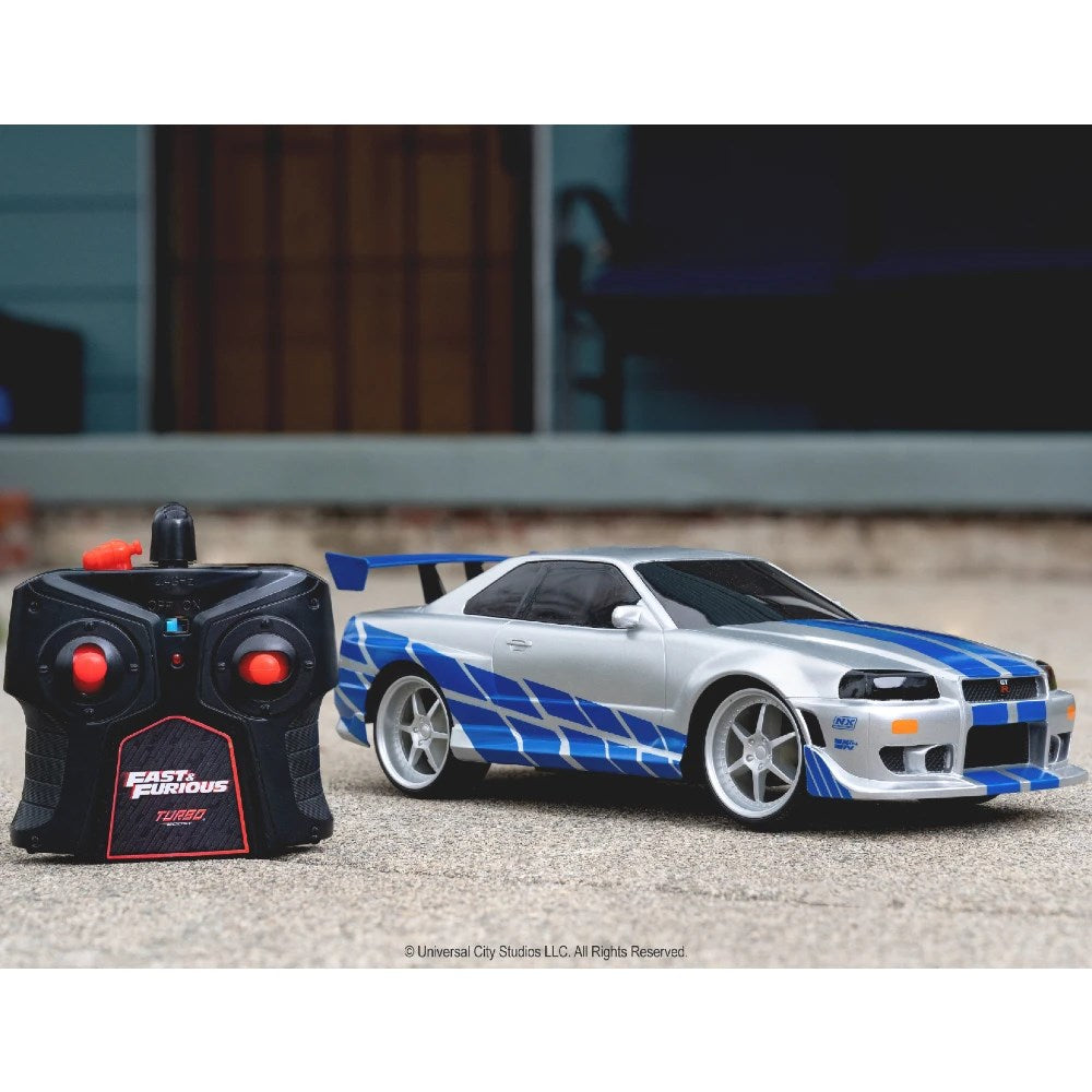 Jada 1:16 Fast & Furious Brian's 2002 Nissan Skyline GT-R (BNR34) Uzaktan Kumandalı Araba 2.4 Ghz USB Şarj 29 cm | 6 Yaş ve Üzeri Çocuklar İçin