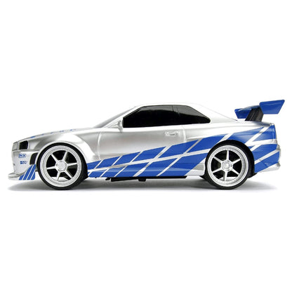 Jada 1:16 Fast & Furious Brian's 2002 Nissan Skyline GT-R (BNR34) Uzaktan Kumandalı Araba 2.4 Ghz USB Şarj 29 cm | 6 Yaş ve Üzeri Çocuklar İçin