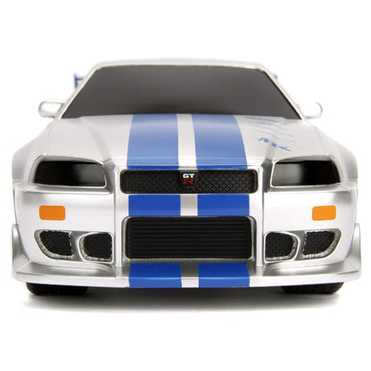 Jada 1:16 Fast & Furious Brian's 2002 Nissan Skyline GT-R (BNR34) Uzaktan Kumandalı Araba 2.4 Ghz USB Şarj 29 cm | 6 Yaş ve Üzeri Çocuklar İçin