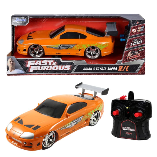 Jada 1:16 RC Brian's Toyota Supra MK4 Uzaktan Kumandalı Araba | 2.4 Ghz USB Şarj 29 Cm Turbo Fonksiyon Fast & Furious Turbo Modlu 6+ Yaş ve Üzeri Çocuklar İçin