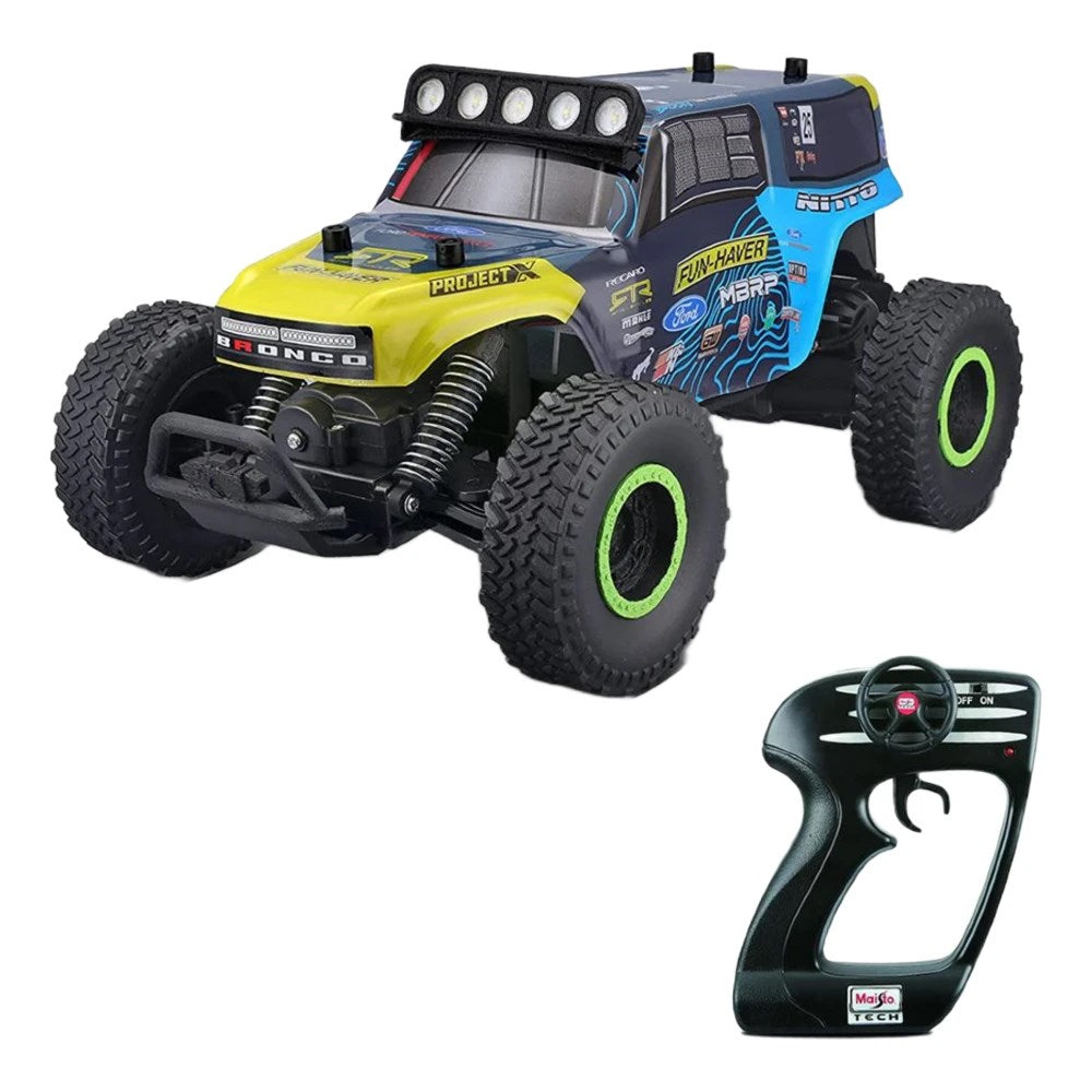 Maisto 1:14 RC Ford Bronco Off-Road Brocky Uzaktan Kumandalı Araba | 2.4 Ghz USB Şarj 33 Cm 11 Km/s Işıklı 35 Metre Menzil 8+ Yaş ve Üzeri Çocuklar İçin