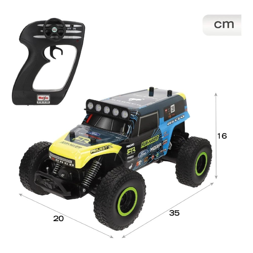 Maisto 1:14 RC Ford Bronco Off-Road Brocky Uzaktan Kumandalı Araba | 2.4 Ghz USB Şarj 33 Cm 11 Km/s Işıklı 35 Metre Menzil 8+ Yaş ve Üzeri Çocuklar İçin
