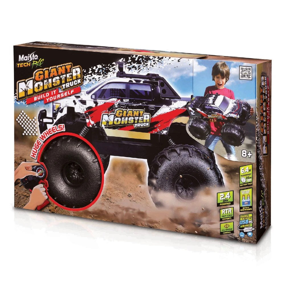 Maisto 1:8 RC Gaint Monster Truck Uzaktan Kumandalı Dev Kamyon | 2.4 Ghz 60 Cm USB Şarj Kendin Yap Montaj Büyük Köpük Lastikler 8+ Yaş ve Üzeri Çocuklar İçin