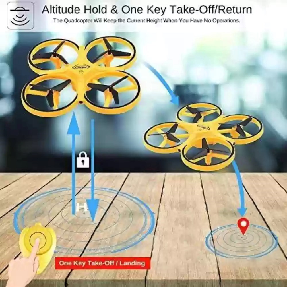 Pasifik Firefly D10H RC Quadcopter Uzaktan Kumandalı El Sensörlü Drone | 2.4 Ghz Gravity Sensörlü El Kontrolü 17 Cm Sarı Hareketle Kontrol 6+ Yaş ve Üzeri Çocuklar İçin